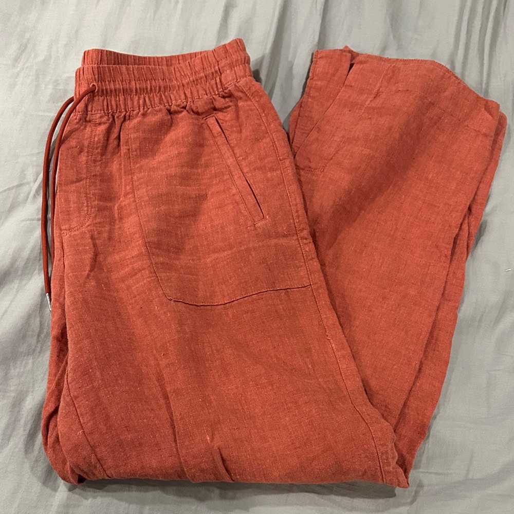 Athleta Wide-Leg Cabo Linen Wide Leg Pant - Rust
